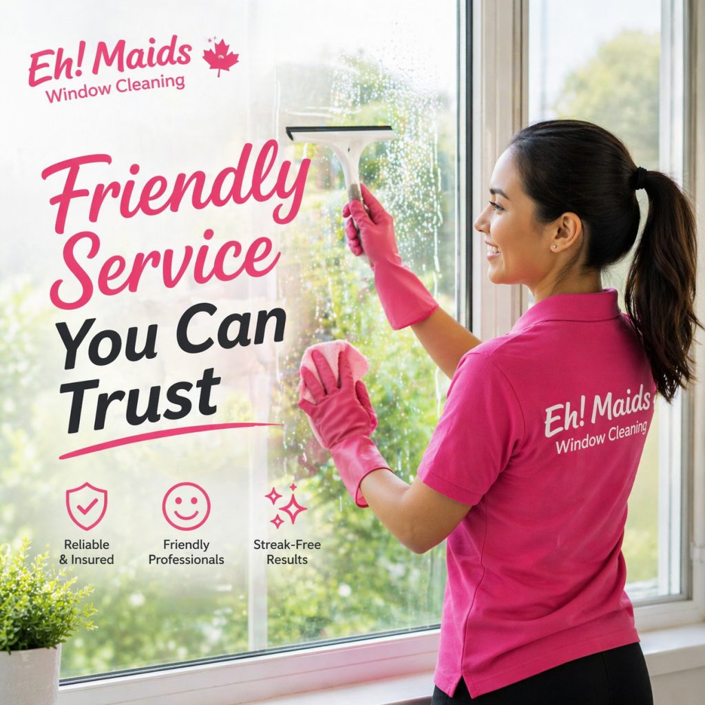 Cleaning lady doing windows