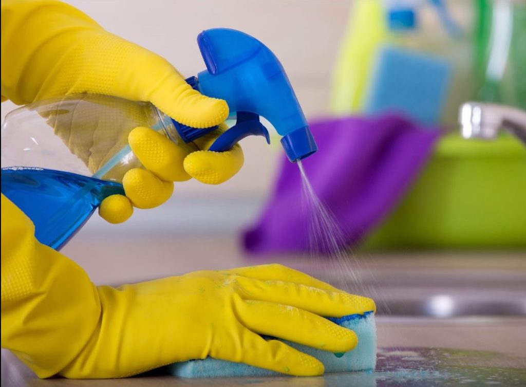 Yellow gloves cleaning