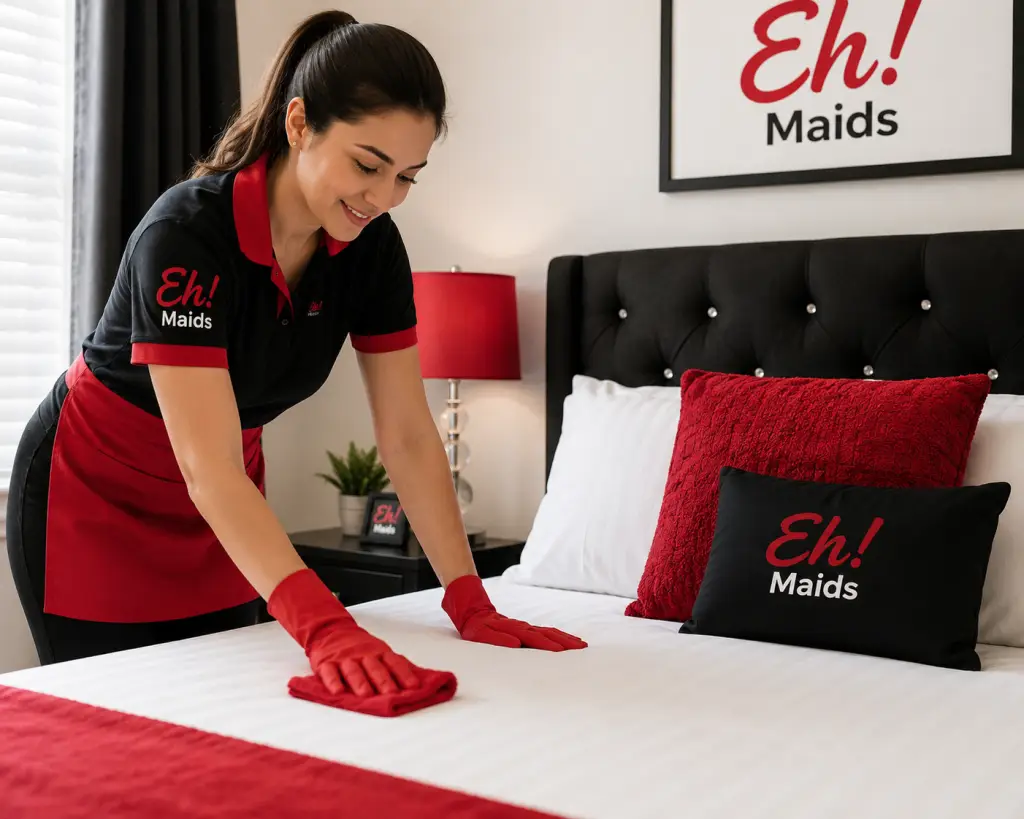 Regular house cleaning of the bedroom